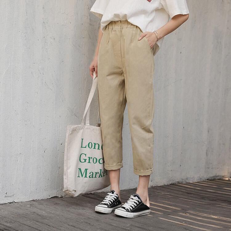 Quần baggy kaki lưng thun dây rút