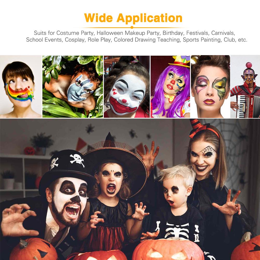 Face Paint Kit 18 Color Washable Water Based Body Painting With 2 Brushes Safe & Non-Toxic Paints Palette Professional