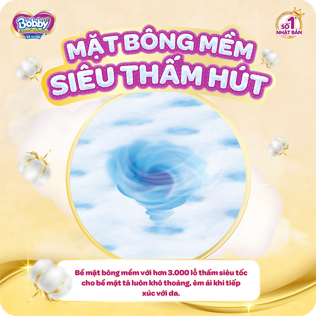 Tã Quần Bobby Extra Soft Dry S70