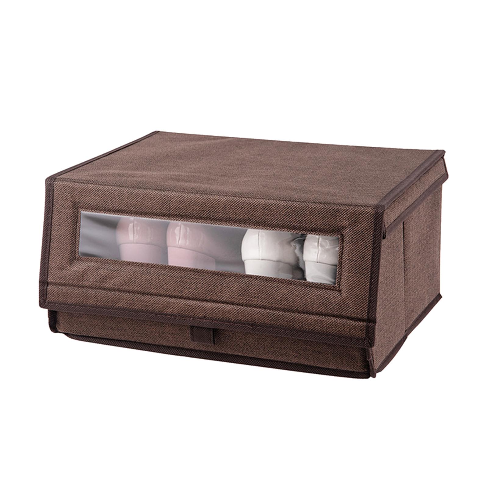 2x Shoe Storage Box Bins Closet Sundries Organizer with Window