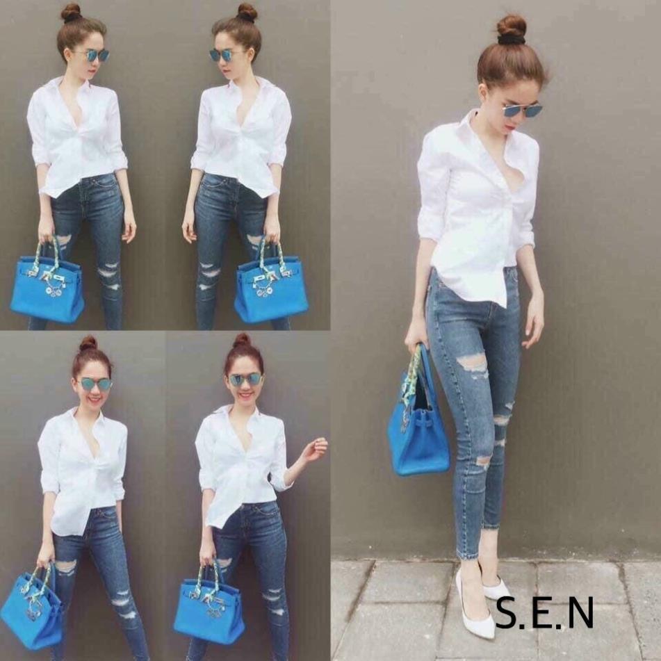 Áo sơ mi công sở, dáng suông, chất vải đẹp, áo sơ mi trơn dài tay