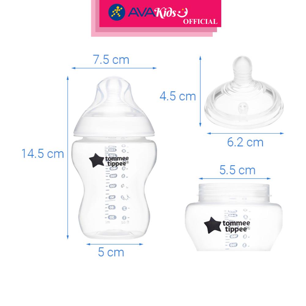 Bình sữa nhựa PP Tommee Tippee Natural Start 423905 cổ rộng 260 ml (3 - 6 tháng) - Hàng Chính Hãng