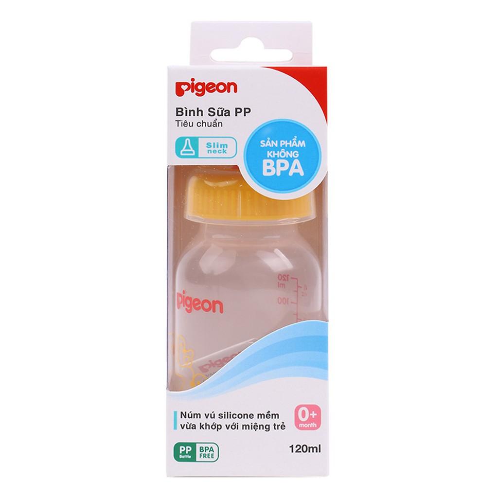 Bình sữa cổ hẹp PP tiêu chuẩn vịt Pigeon 120ml (2018)