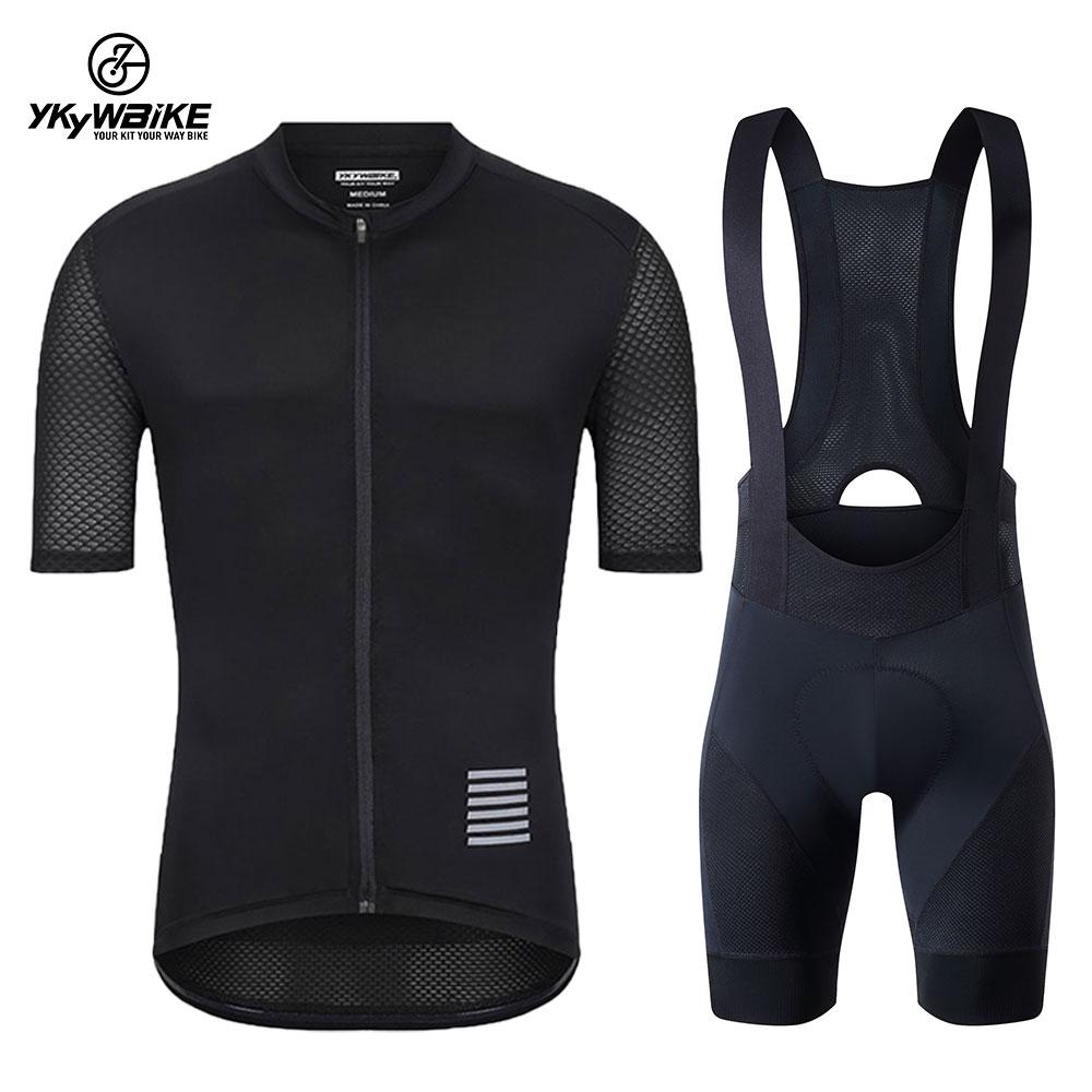 YKYWBIKE Bộ Quần Áo Đạp Xe Jersey Cổ Điển MTB Đi Xe Đạp Yếm Quần Short Bộ Phản Quang Tùy Chỉnh Xe Đạp Quần Áo Xe Đạp Quần Áo Maillot Color: black Size: Asia-M