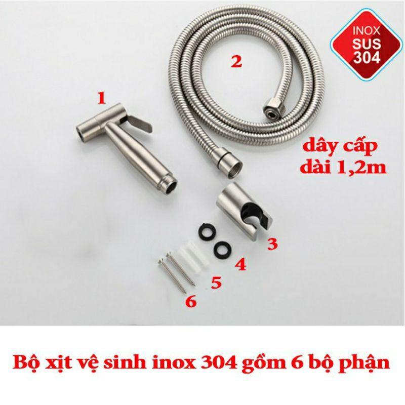 BỘ VÒI XỊT VỆ SINH INOX 304 - DÂY XỊT - VÒI KÈM GÁC VÒI