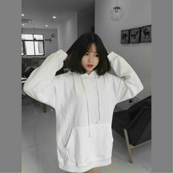 áo hoodie basic nữ màu trắng trơn - white hoodies