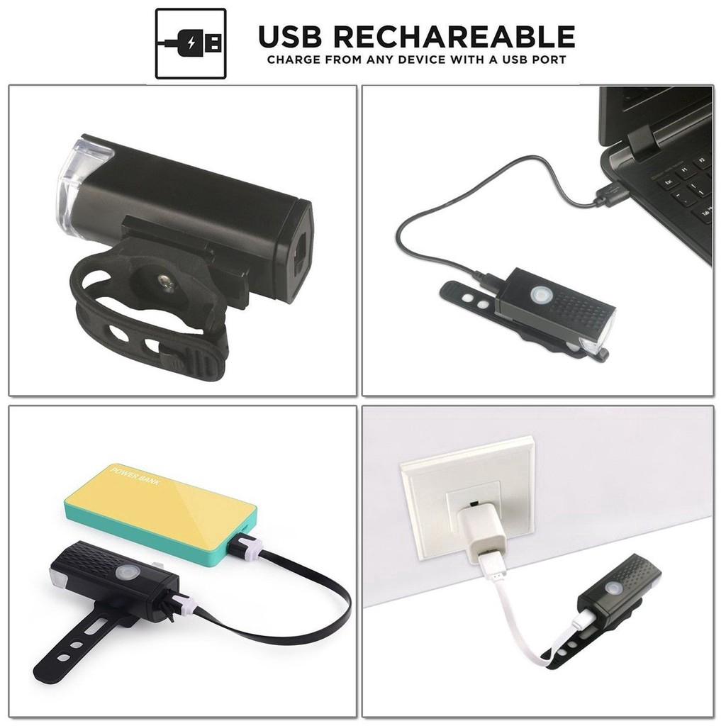 Đèn LED CREE chống thấm nước gắn phía trước và sau xe đạp có cổng sạc USB