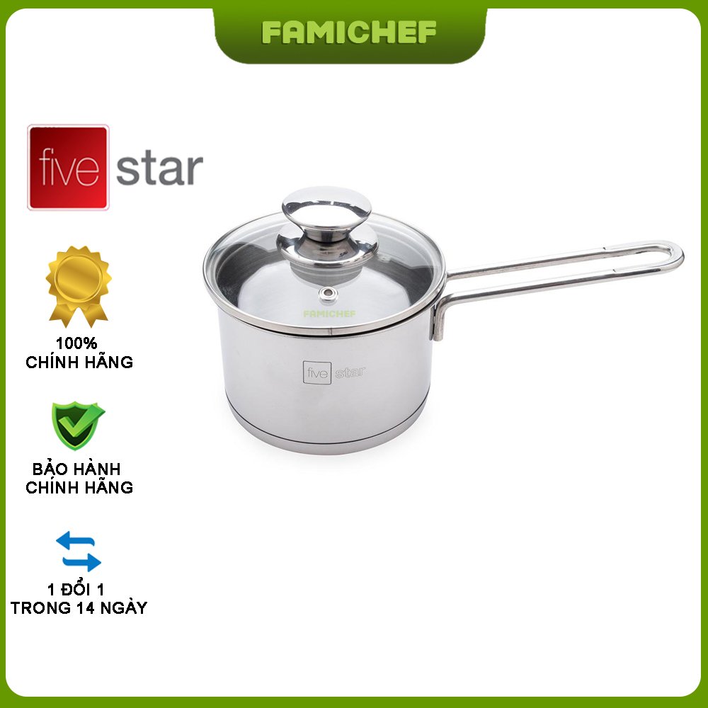 Quánh inox nắp kính 3 đáy FiveStar FSQ12001 12cm