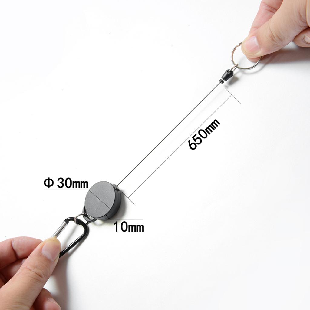2 Pieces Retractable Key Chain Steel Reel Recoil Chain Key Ring Belt Clip