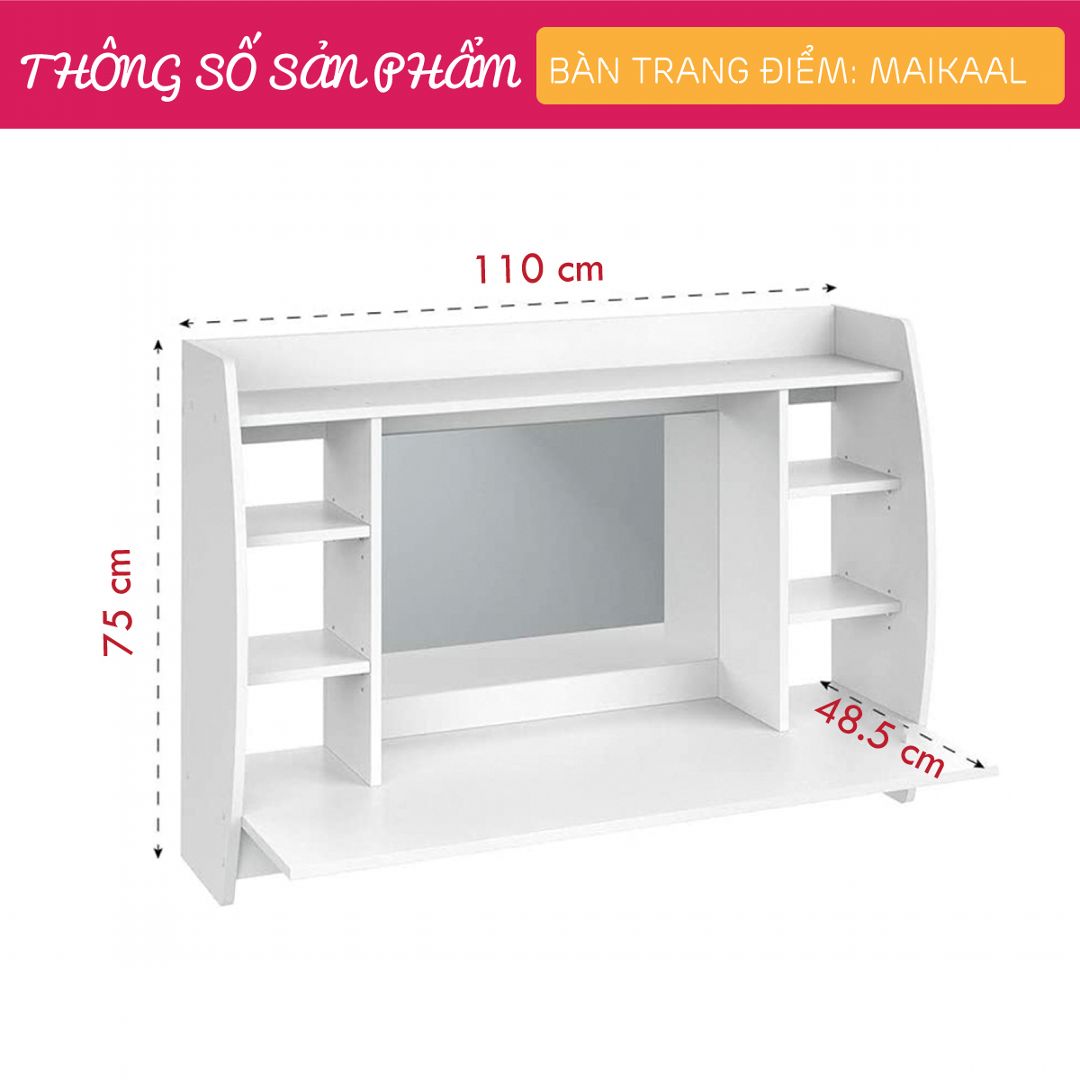 Bàn trang điểm gỗ hiện đại SMLIFE Maikaal | Gỗ MDF dày 17mm chống ẩm | D110xR48.5xC75cm