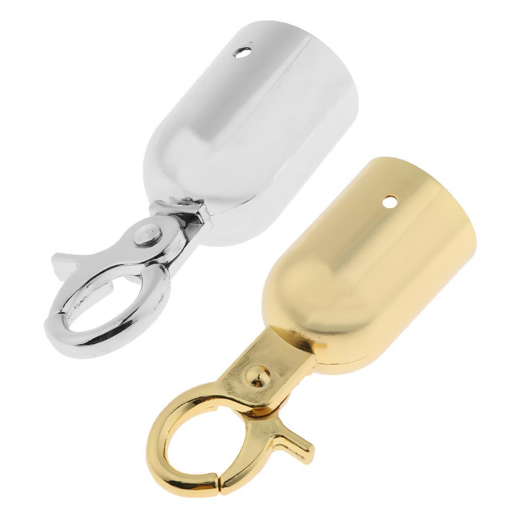 12Pcs Rope Barrier End Stopper Cord End Caps With Hook 2.5cm Silver