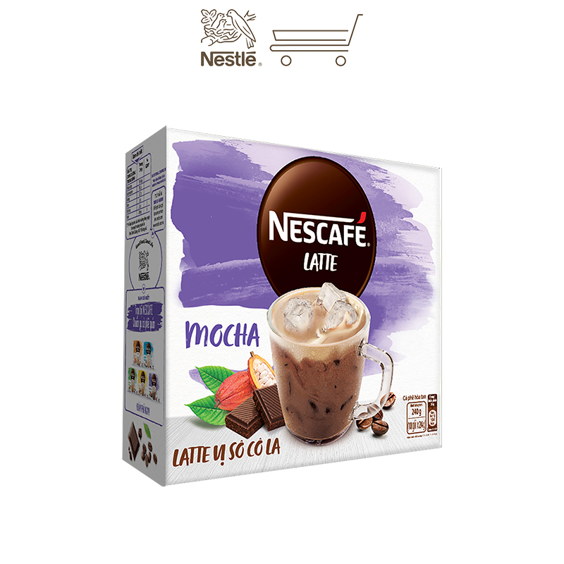 Cà phê hòa tan Nescafé Latte vị sô cô la (Hộp 10 gói x 24g)