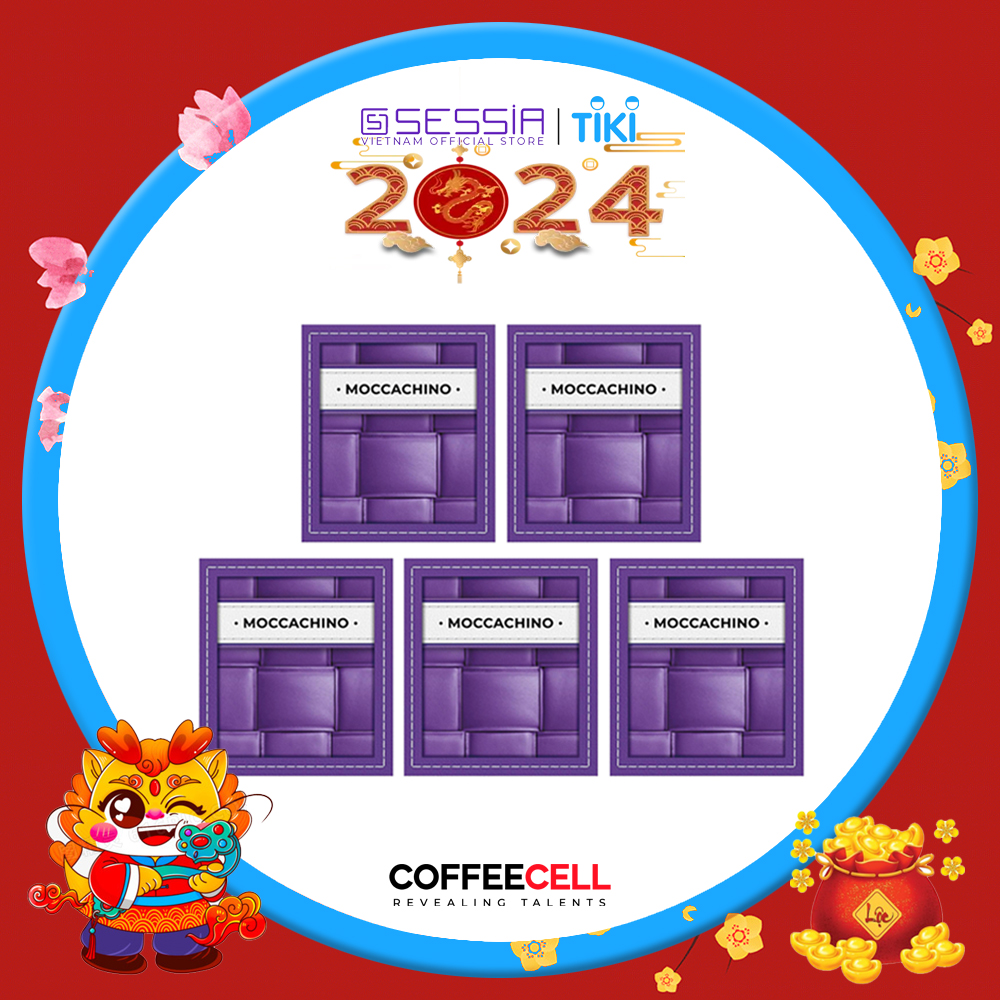 Combo 5 Gói Cà Phê Mocha Với Nhân Sâm Trắng Thượng Hạng COFFEECELL - Cà phê Arabica từ Brazil, Vị Socola tinh tế, Khơi nguồn cảm hứng - Hàng Chính Hãng