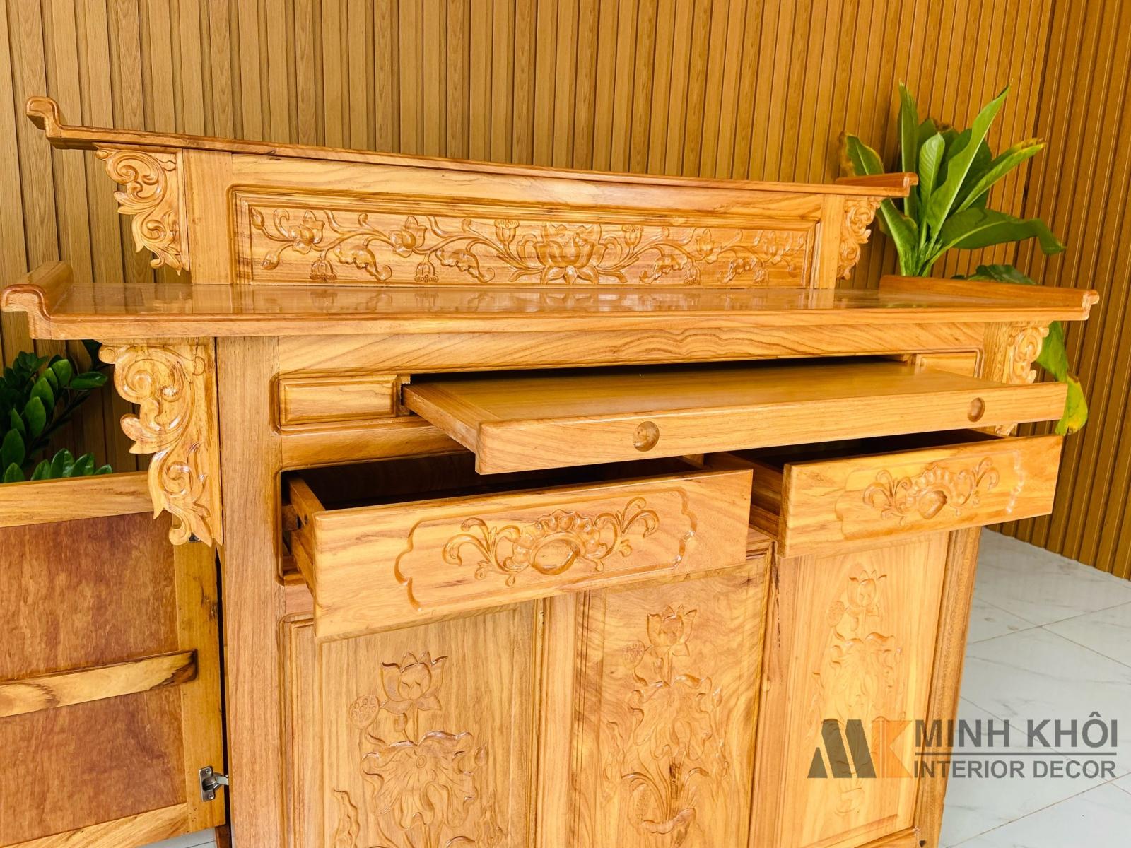 Bàn Thờ Gỗ Gõ Đỏ 2 Tầng, Tủ thờ 2 tầng ,bàn thờ gia tiên gỗ gõ cao cấp