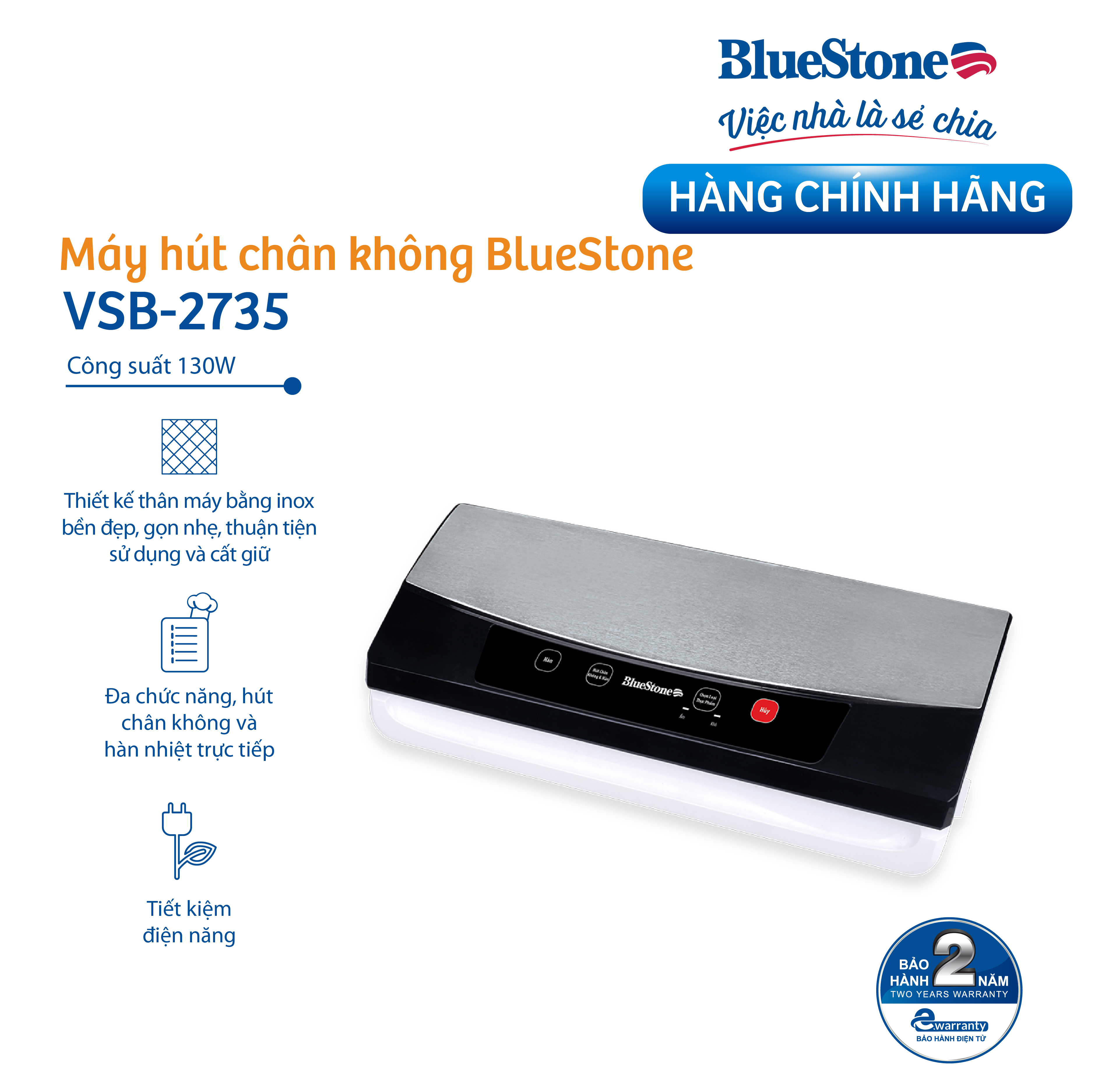 Máy hút chân không BlueStone VSB-2735 (130W) - Hàng chính hãng