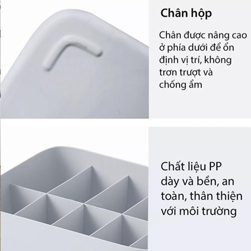 Hộp nhựa vuông nhiều ngăn đựng tất và đồ lót gọn gàng Nhựa PP dày bền Plastic Underwear Scarves Socks Bra Organizer