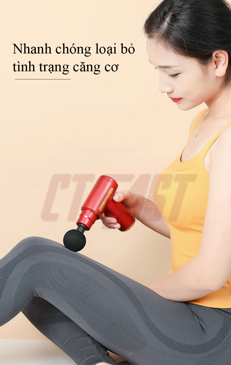 Máy massage mini cầm tay CTFAST-720: Mát xa 6 cấp độ, hỗ trợ maassage chuyên sâu, giảm đau cơ, cứng khớp hiệu quả nhanh chóng, đi kèm 4 đầu chuyên dụng - Quà tặng cho sức khỏe