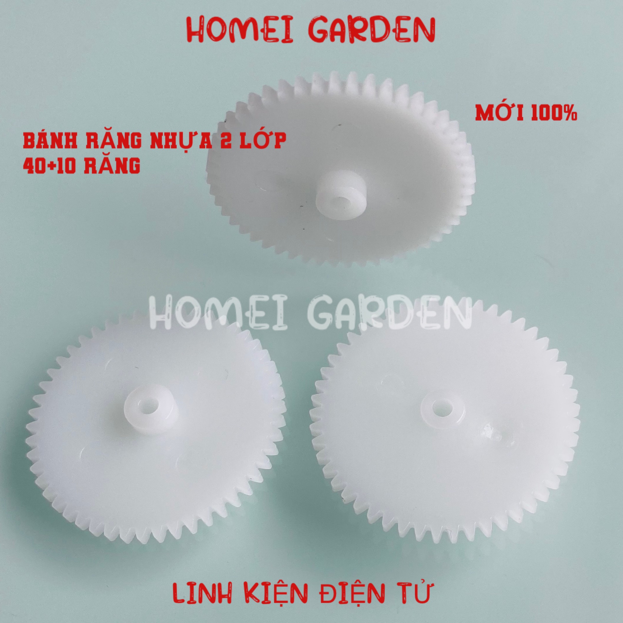 3 bánh răng nhựa 2 lớp 40 10 răng trục 2mm DIY mới 100% - HM0172