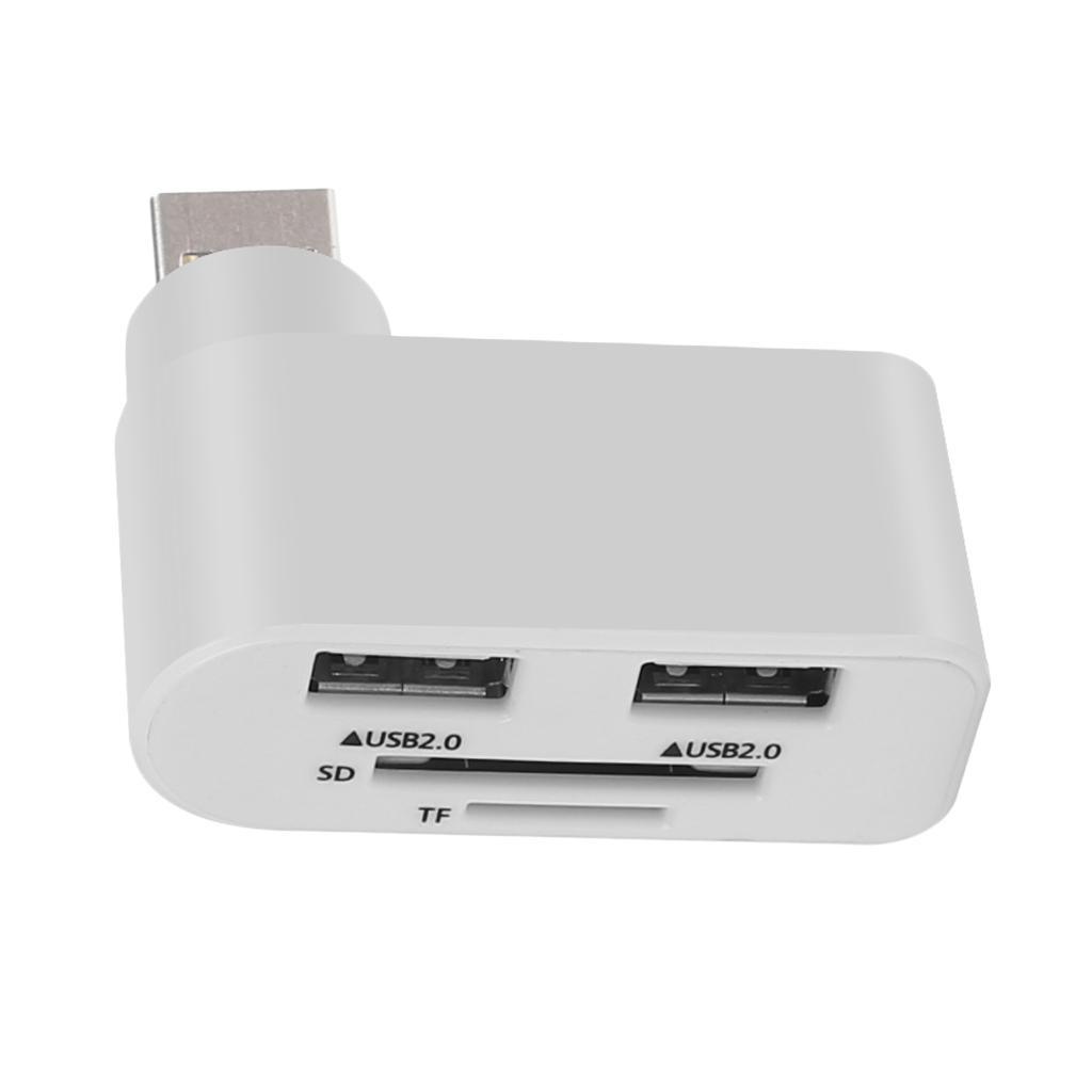 White Multi USB 2.0 Hub 360° Rotate Splitter ABS Adapter Converter For Notebook
