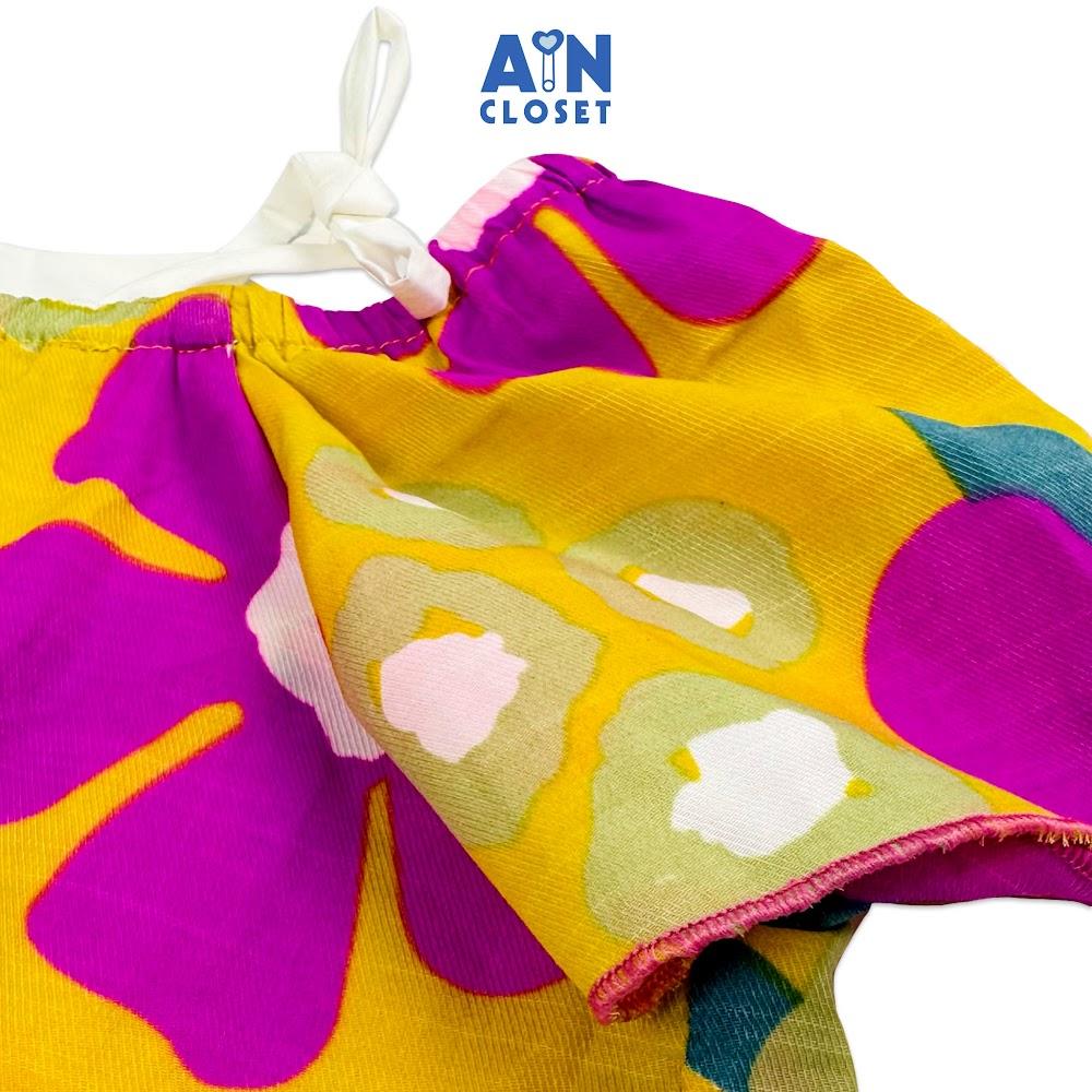 Đầm bé gái họa tiết Hoa Lá Vàng đũi tằm. - AICDBGFNGMH7 - AIN Closet