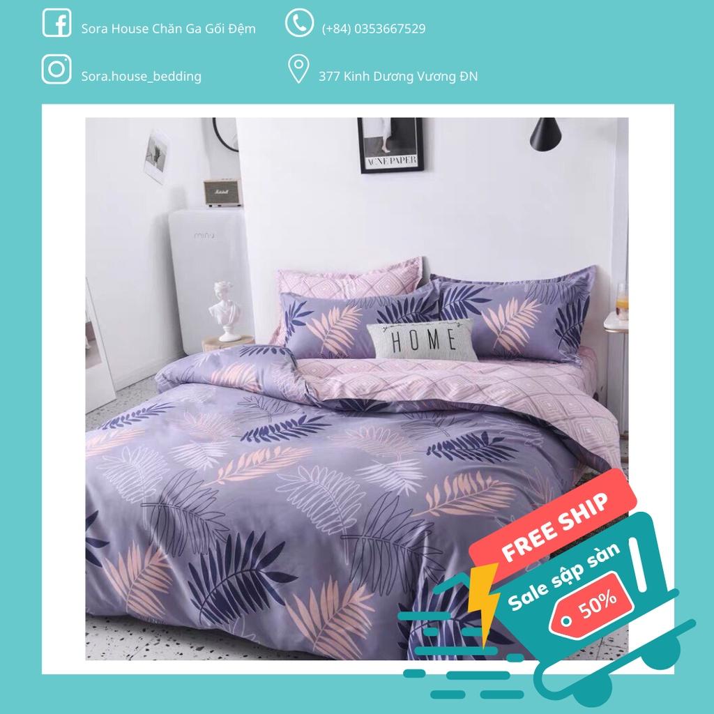 Bộ Chăn Ga Poly Lá Tím