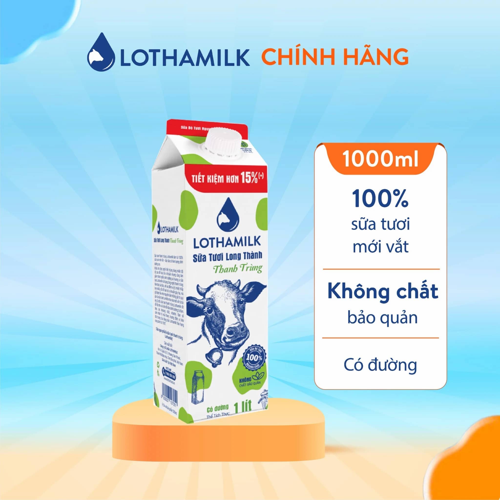 Sữa tươi thanh trùng Lothamilk hộp 1L