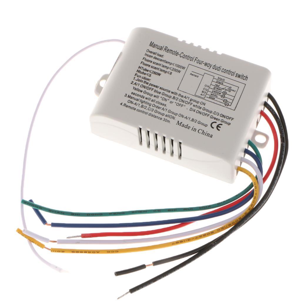 4 Way ON/OFF Light Switch RF Remote Controlled Switch Receiver+Transmitter