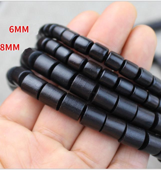 Vòng tay nam nữ 108 hạt hình trụ gỗ mun 6 ly phong cách phật giáo VG04.108