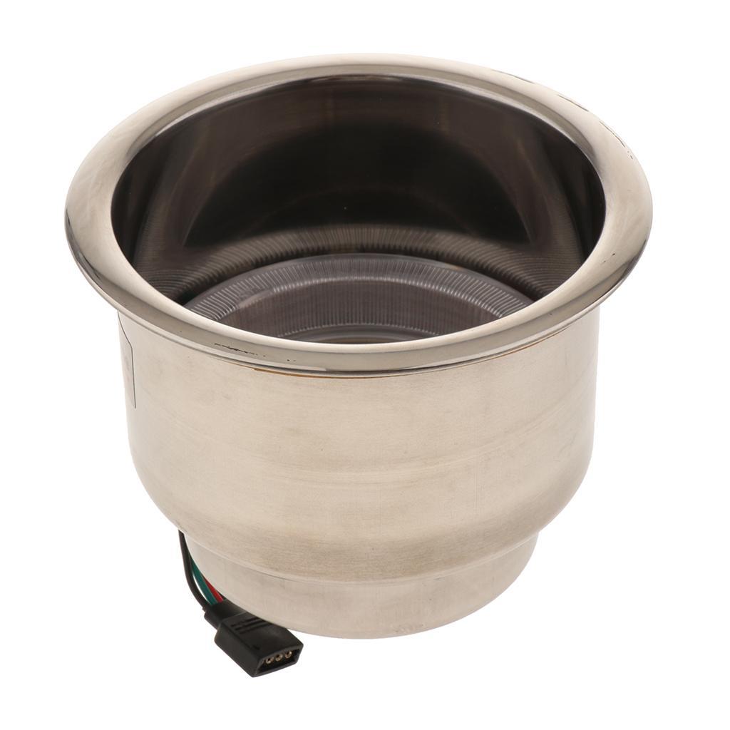 2x Stainless Steel 3 LED Cup Drink Holder Marine Boat Car Truck Camper Light