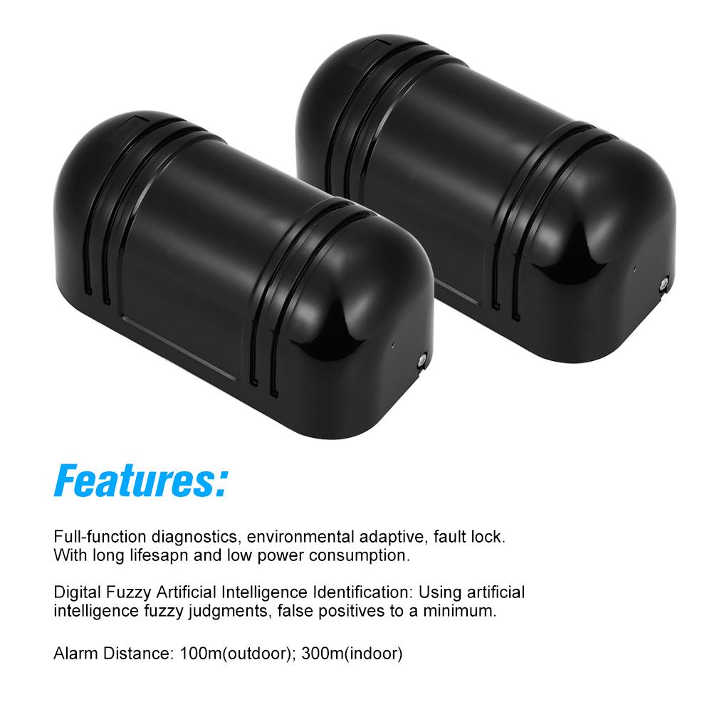 Wired Dual Beam Photoelectric Infrared Sensor Barrier Detector 100M Alarm Tamper Alarm Output for Park Courtyard Gate Door Window Burglar Alarm System