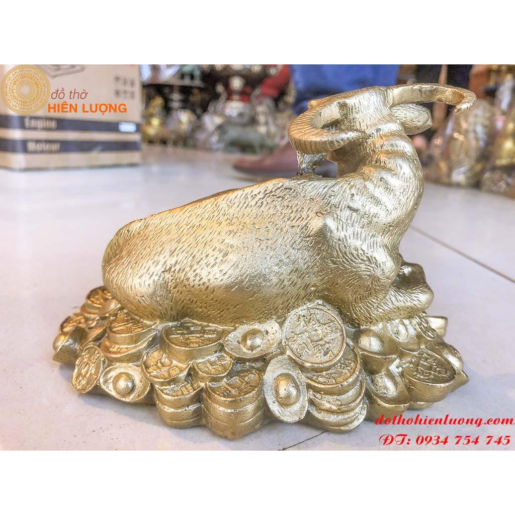 Tượng Trâu Nằm Bệ Vàng Bằng Đồng – Quà Tặng Trâu Phong Thủy