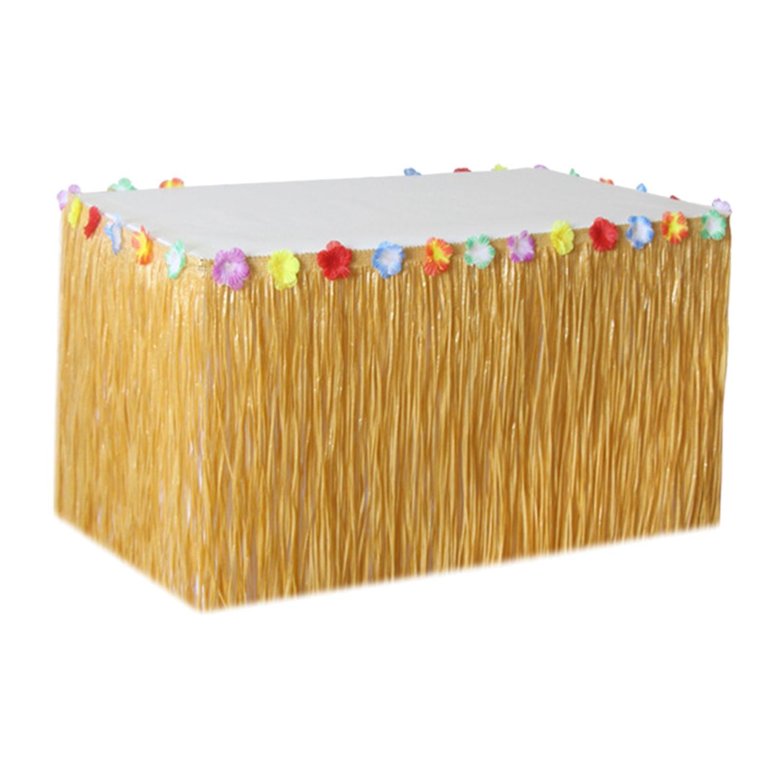 Artifical Grass Table Skirt Hawaiian Table Skirt Decor Lightweight Tropical Luau Party Decoration for Photo Props Camping Summer Theme Party