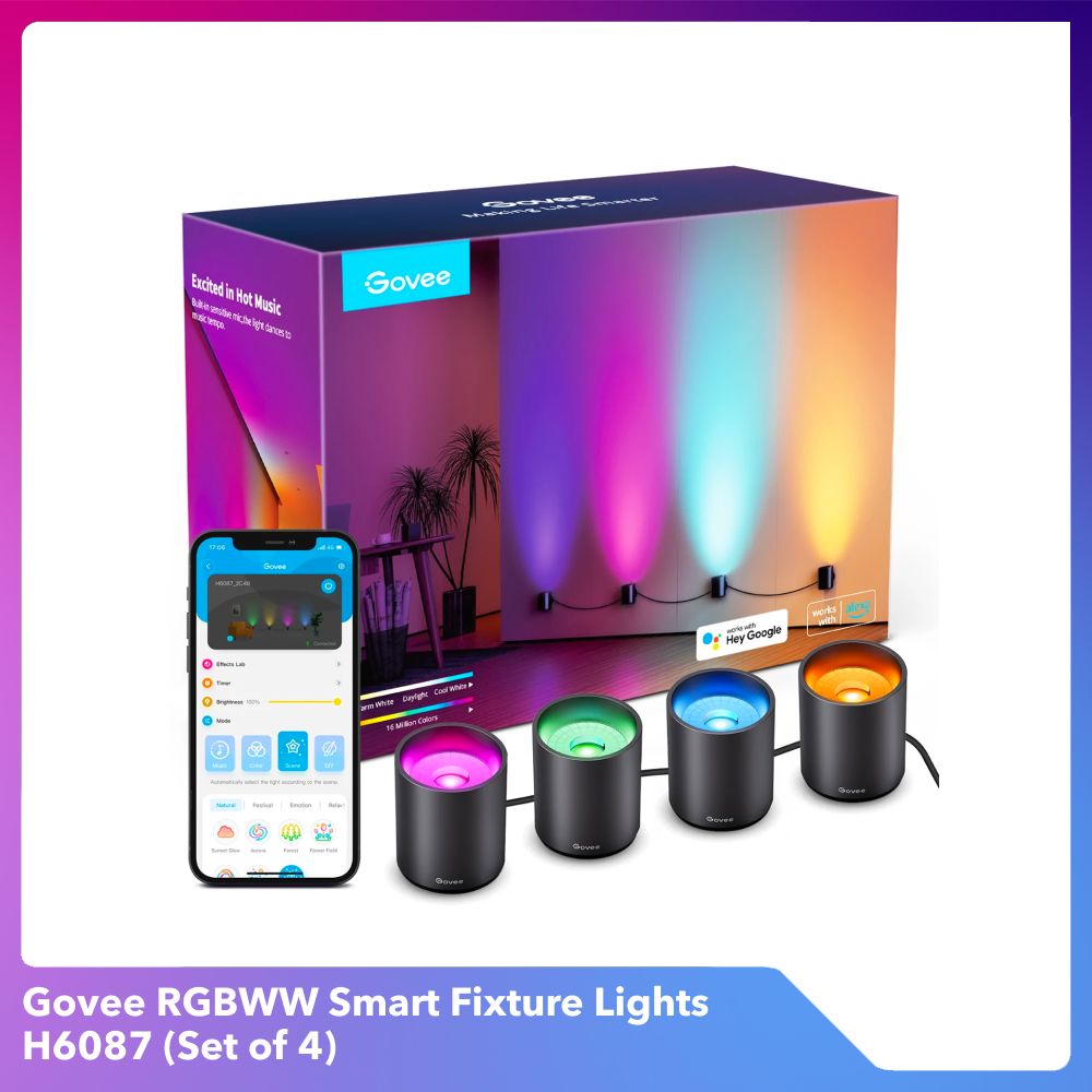 Đèn LED gắn tường trang trí nội thất Govee RGBWW Smart Fixture Light H6087 | Thắp sáng phòng khách, cầu thang, hành lang