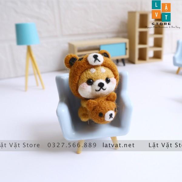 Len chọc có hướng dẫn 8 BABY SHIBA, chọc len thật dễ dàng, NEEDLE FELTING BABY SHIBA, món quà handmade ý nghĩa