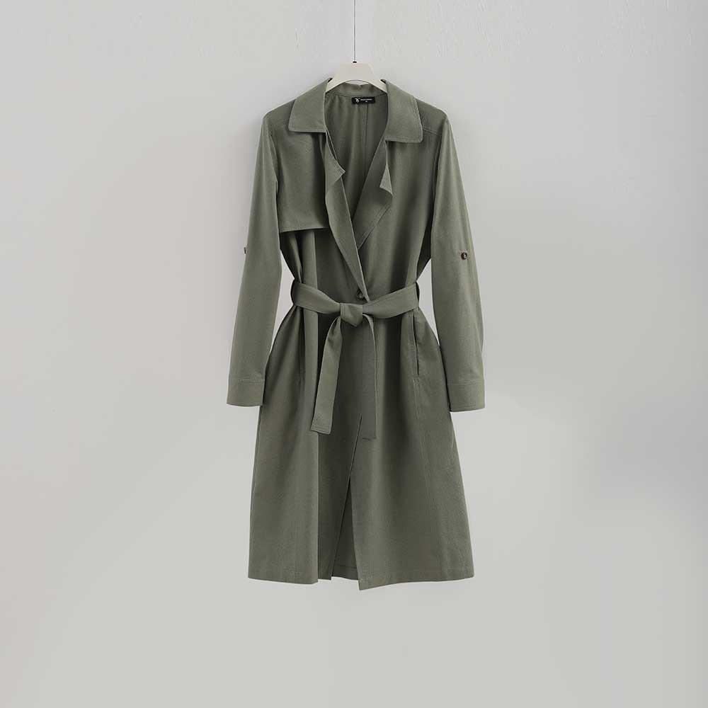 Áo khoác nữ dáng suông Hàn Quốc, màu rêu, vạt đổ, áo kiểu choàng, dài tay, KK K145 hàng thiết kế cao cấp TK Fashion