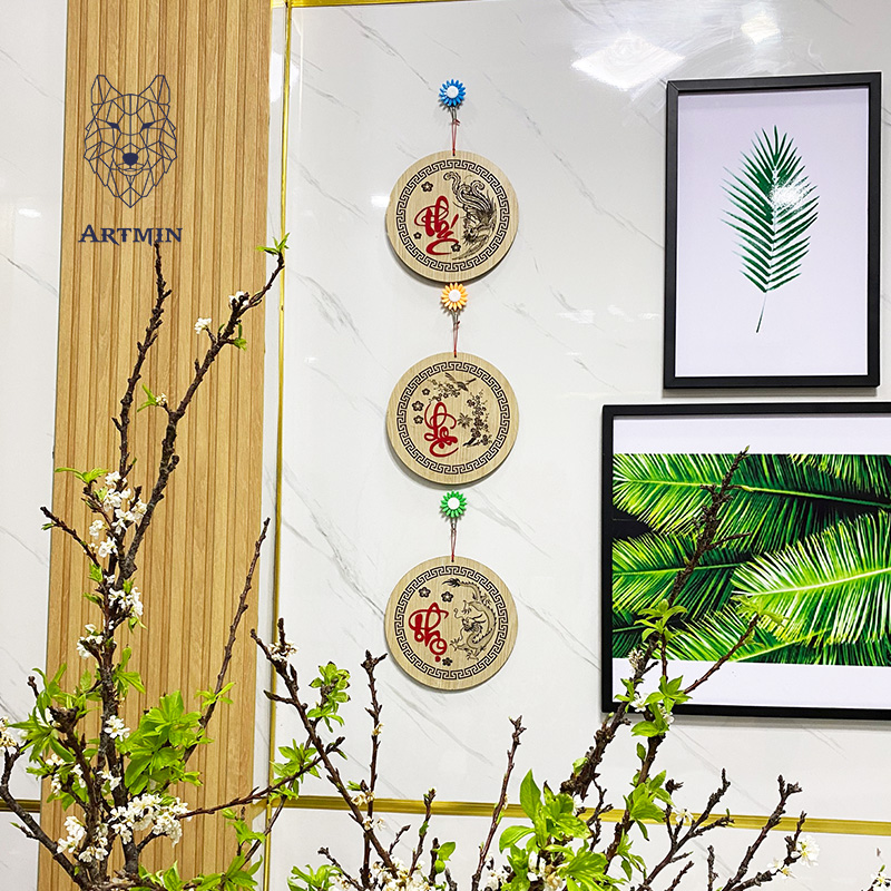 Chữ Phúc Lộc Thọ Thư Pháp - Bảng Gỗ Decor - Trang Trí Nhà Cửa - Tết