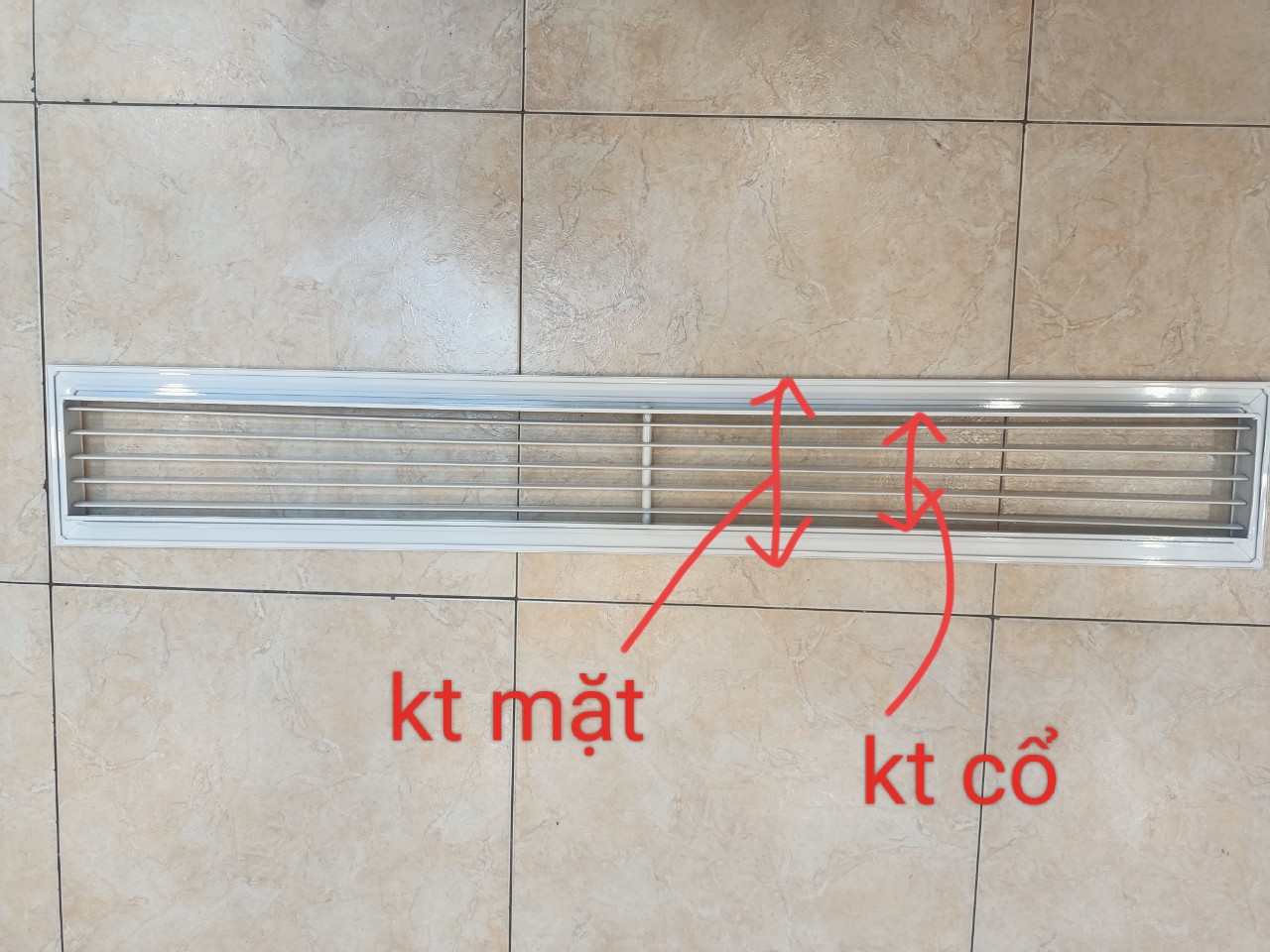 Cửa gió hồi nan bầu dục kích thước 1200x200mm miệng gió điều hòa âm trần