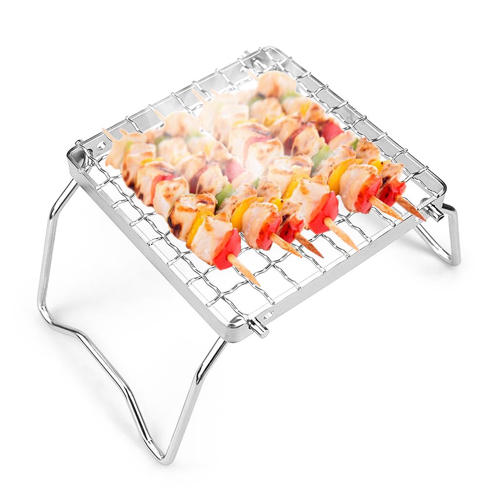 Mini Stainless Steel Grill Folding Stove Stand Barbecue Grill Camping Pot Holder BBQ Net Ultralight Firewood Rack Plate