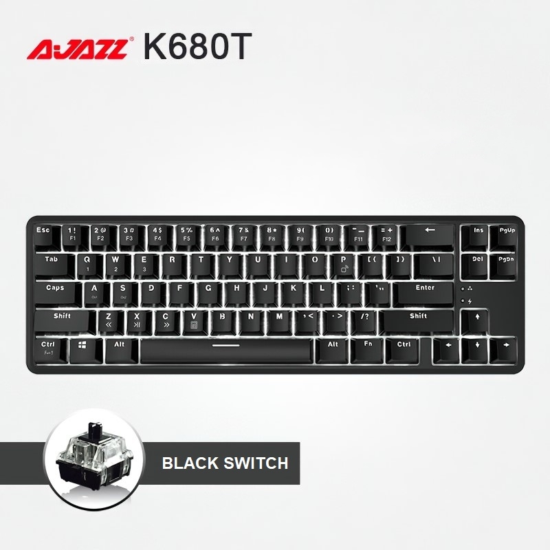 Bàn Phím Cơ mini không dây Bluetooth Ajazz K680 Black - Hàng nhập khẩu