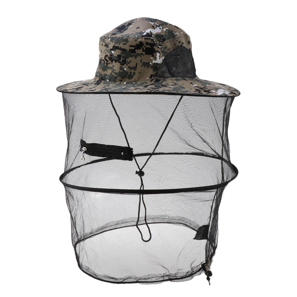 Outdoor Camping Mosquito Head Net Hat Cap Mesh Face Mask Beekeeper