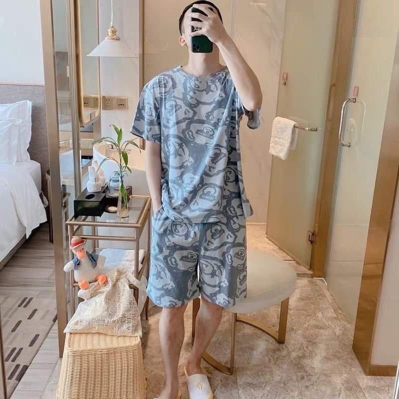 Set gấu xanh senseless unisex  Nana's House - FREESHIP  Bộ áo phông tay lỡ oversize mix quần đùi suông basic