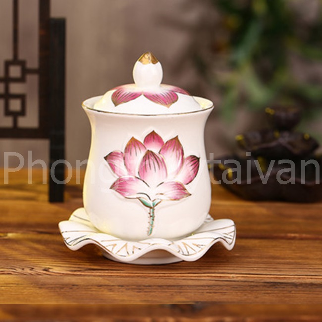 Chum nước bàn thờ 8cm/9cm/10cm HỒNG HOA SEN cao cấp - thờ cúng