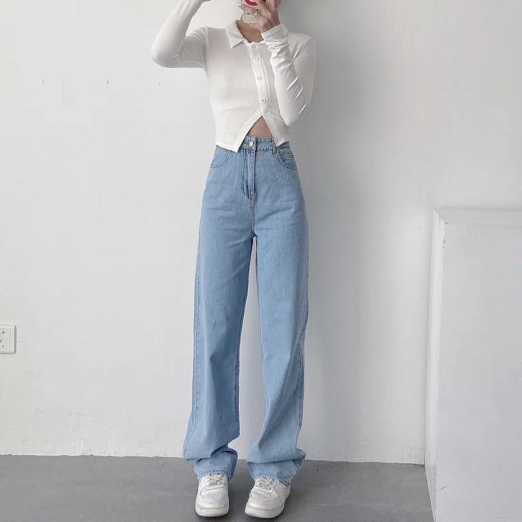 Quần Jeans Nữ Lưng Cao Dáng Suông Ống Rộng Simple Jeans Ulzzang Cực Chất - QJ001