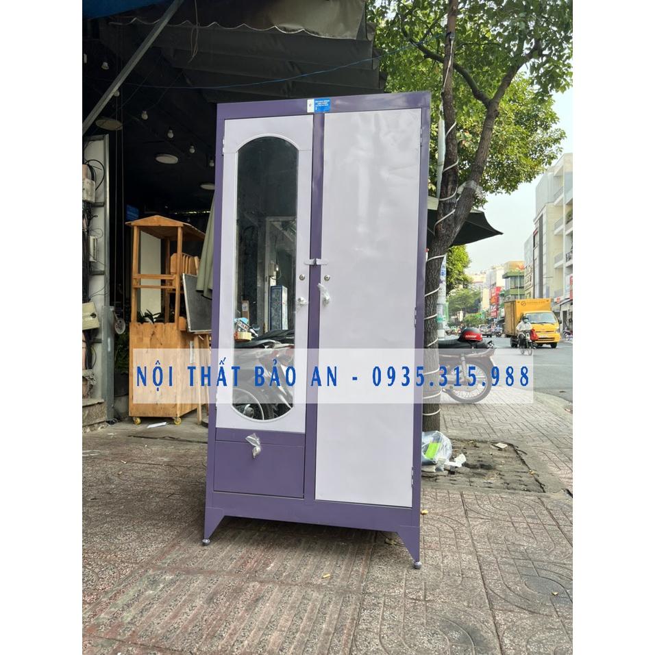 Tủ sắt quần áo ngang 0.9m cao 1m8
