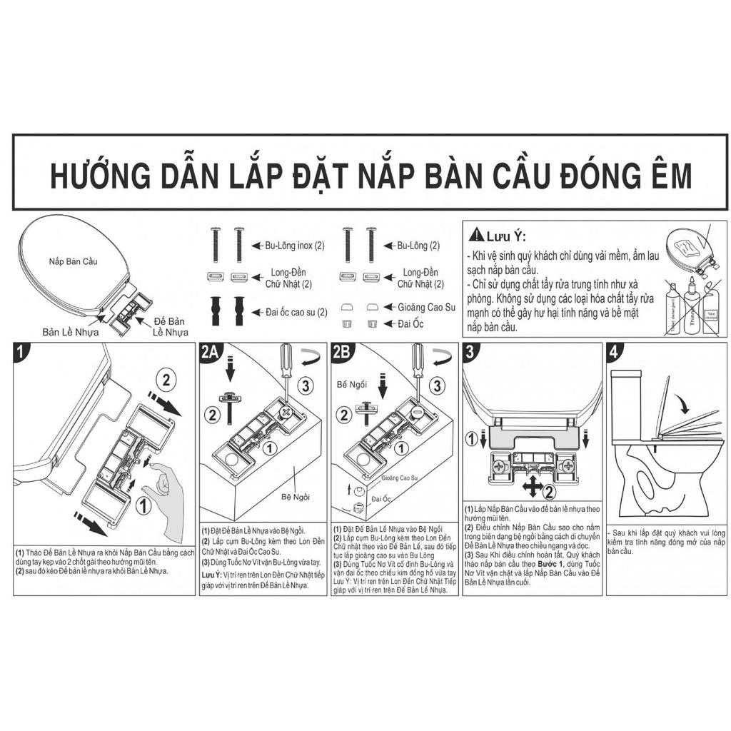 Nắp Bàn cầu Đóng Êm Viglacera V199 Nắp Bàn Cầu Hùng Anh Ráp Chuẩn, Bàn cầu Đóng Êm Viglacera V199