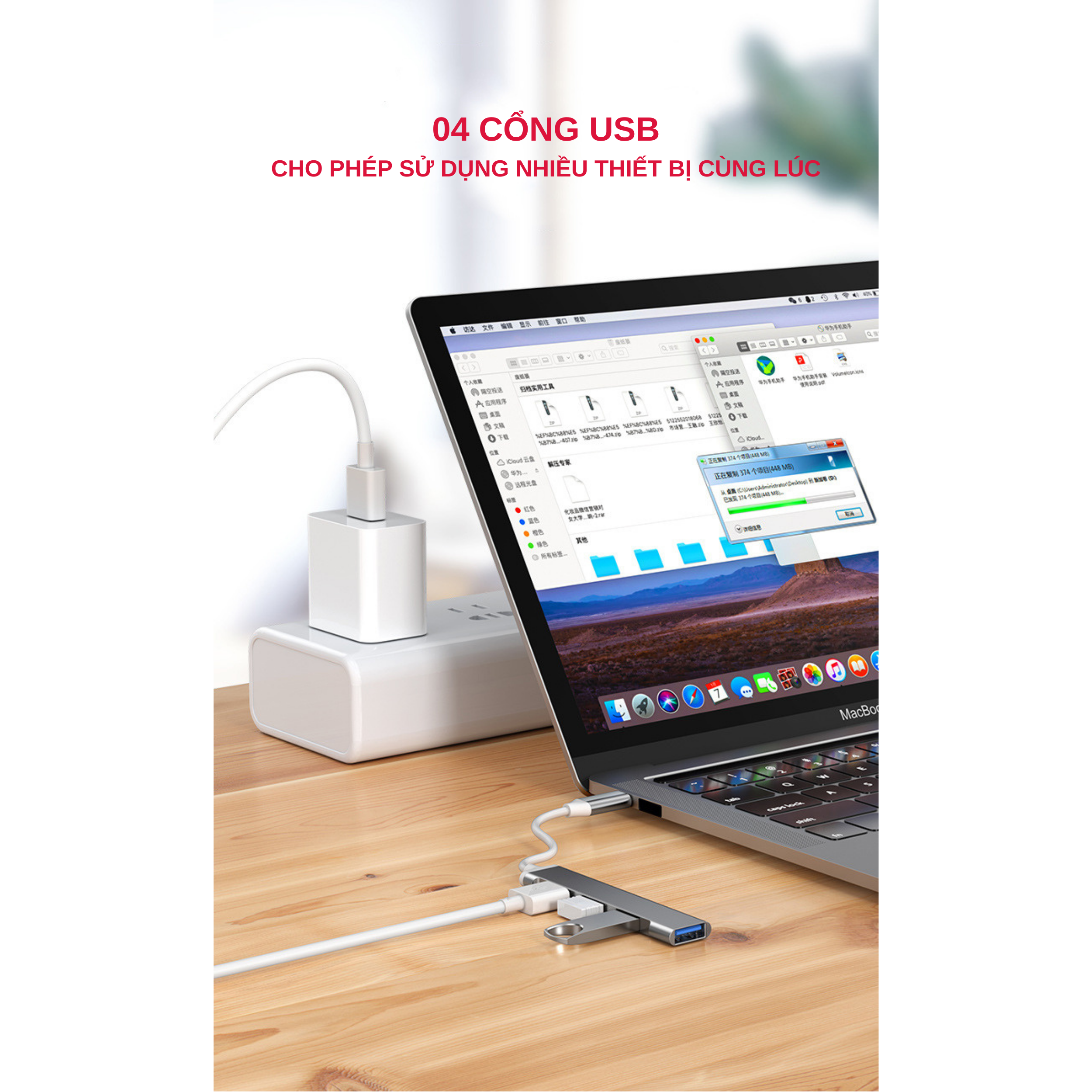 Hub Type C - Hub USB 3.0  Tốc Độ Cao Chia 4 Cổng USB 3.0 Dành Cho Laptop Điện Thoại - Hàng Chính Hãng Tamayoko