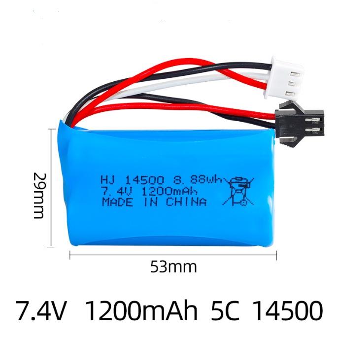 Pin 2s 7.4v 1200mah 14500xả 5c dùng cho Súng Nerf - Súng Đạn Mềm - Súng Nước sạc lại
