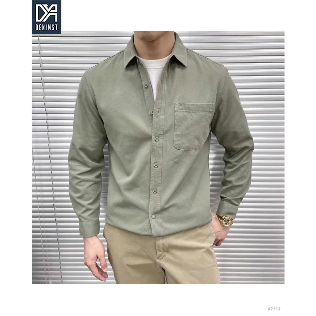 Áo sơ mi nam cotton kaki cao cấp Hashtag DENIMST, Áo sơ mi dài tay form suông 2135