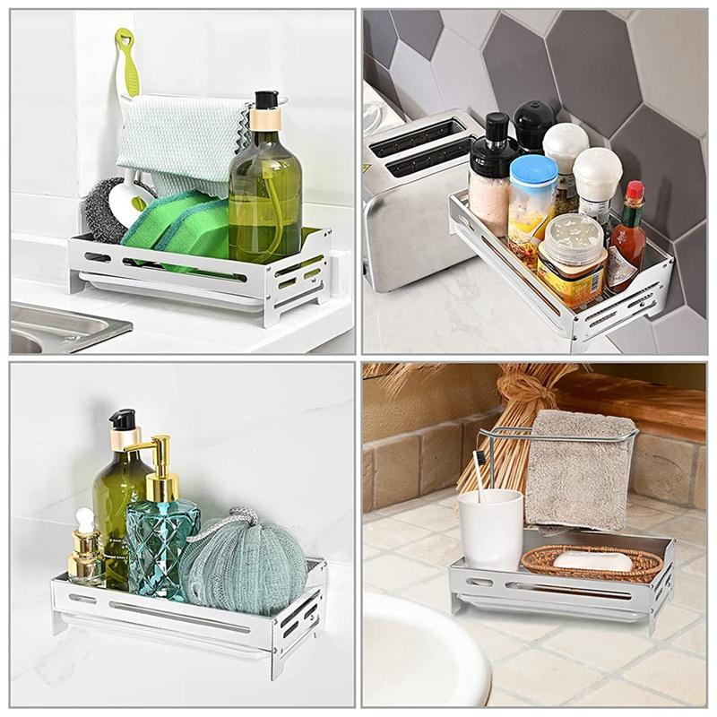 Sink Organiser Kitchen Organiser Caddy for Storage Kitchen, Sink Organiser Hanging / Wall Type 2 Type Dish Cloth Sier