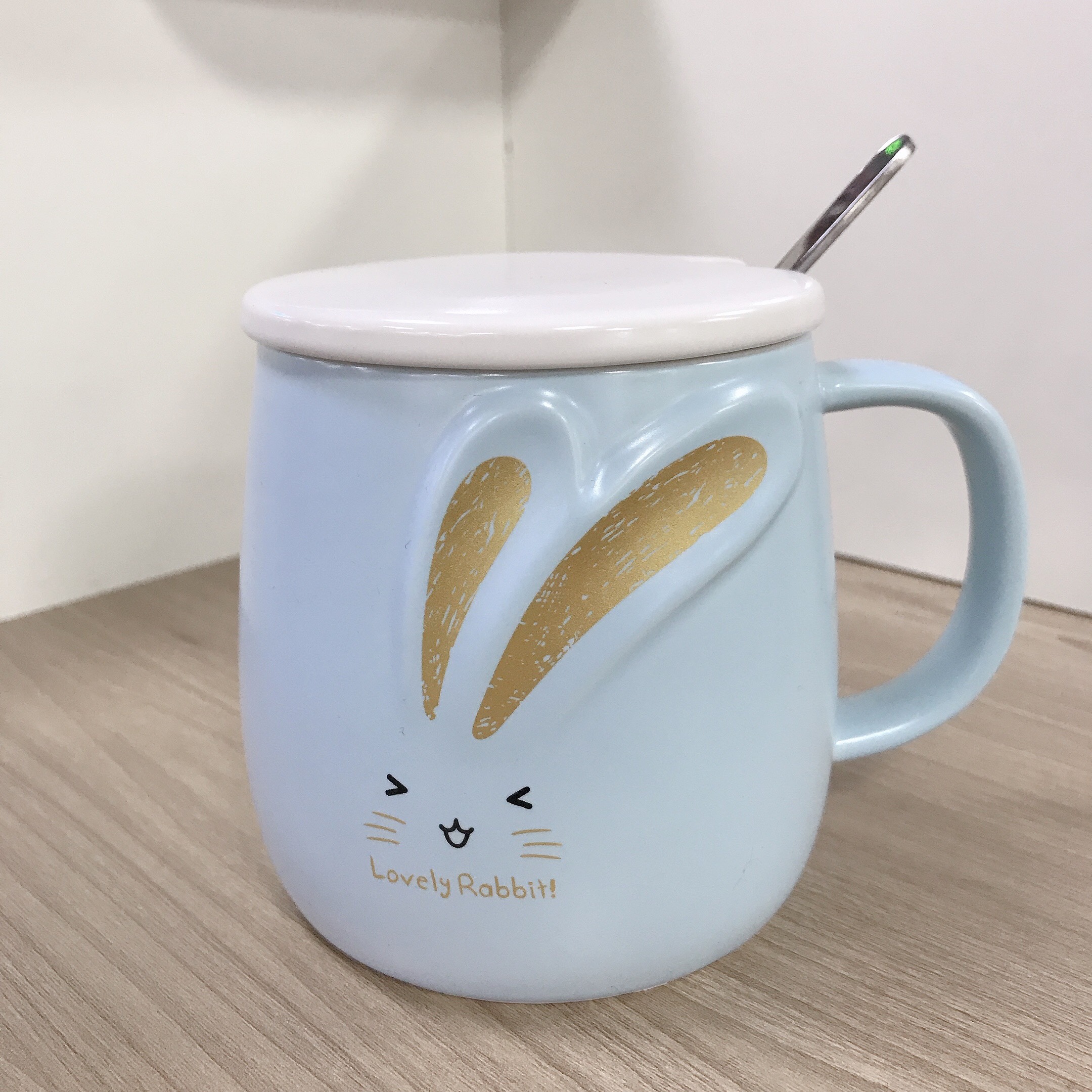 Cốc sứ Lovely Rabbit! kèm nắp + thìa YM6231